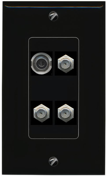 RiteAV 3.5mm 3 COAX Wall Plate Decorative [Black]