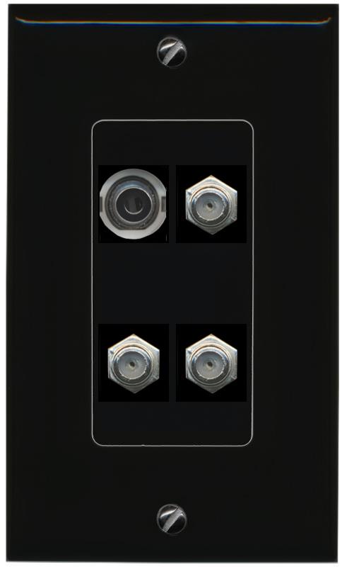 RiteAV 3.5mm 3 COAX Wall Plate Decorative [Black]
