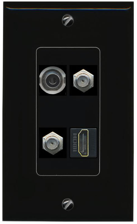 RiteAV 3.5mm 2 COAX HDMI Wall Plate Decorative [Black]