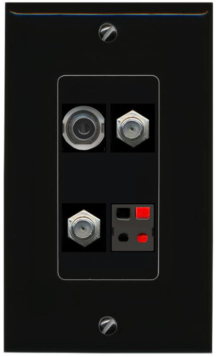 RiteAV 3.5mm 2 COAX SPEAKER Wall Plate Decorative [Black]