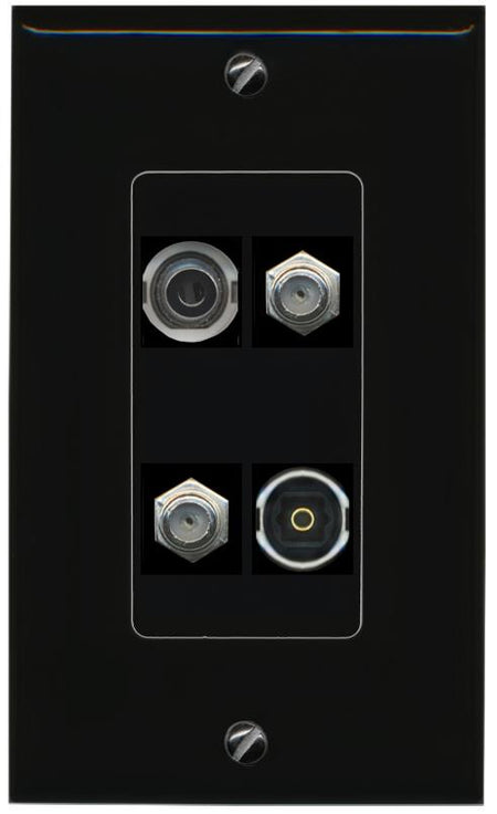 RiteAV 3.5mm 2 COAX TOSLINK Wall Plate Decorative [Black]