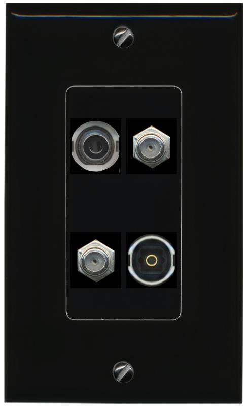 RiteAV 3.5mm 2 COAX TOSLINK Wall Plate Decorative [Black]