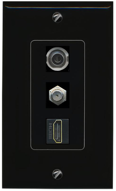 3.5mm COAX HDMI Wall Plate [Black]