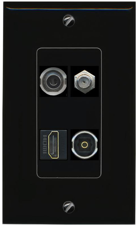 RiteAV 3.5mm COAX HDMI TOSLINK Wall Plate Decorative [Black]