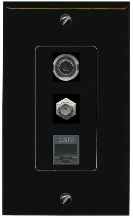 3.5mm COAX PHONE Wall Plate [Black]