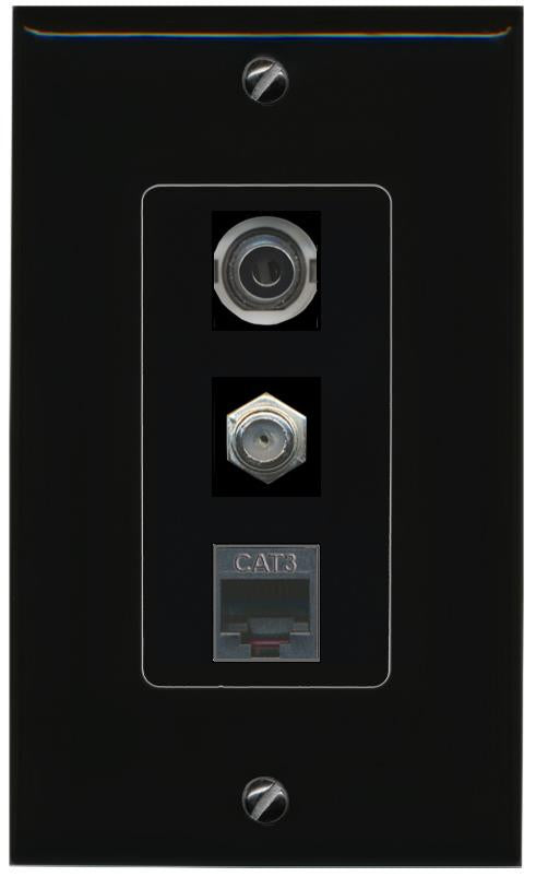 3.5mm COAX PHONE Wall Plate [Black]