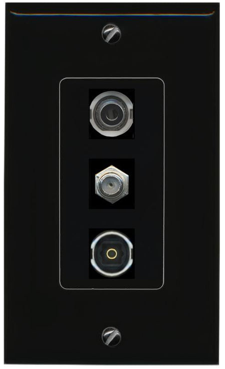 3.5mm COAX TOSLINK Wall Plate [Black]