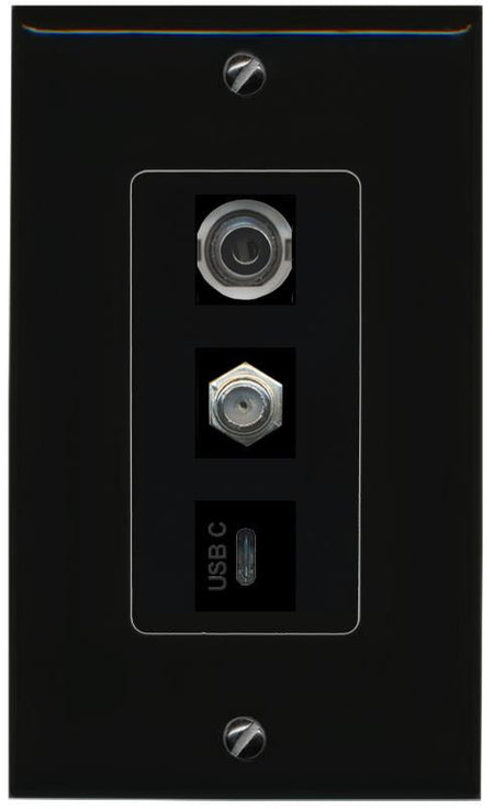 3.5mm COAX USBC Wall Plate [Black]