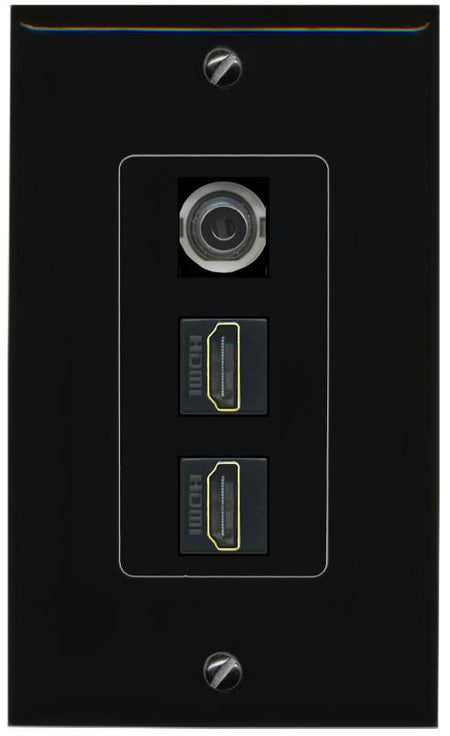3.5mm 2 HDMI Wall Plate [Black]