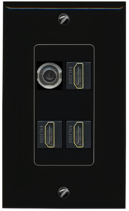 RiteAV 3.5mm 3 HDMI Wall Plate Decorative [Black]