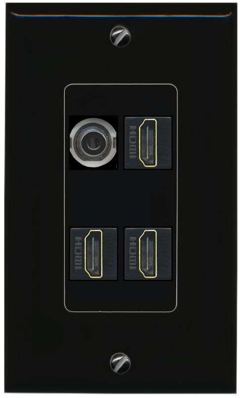RiteAV 3.5mm 3 HDMI Wall Plate Decorative [Black]