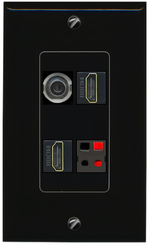 RiteAV 3.5mm 2 HDMI SPEAKER Wall Plate Decorative [Black]