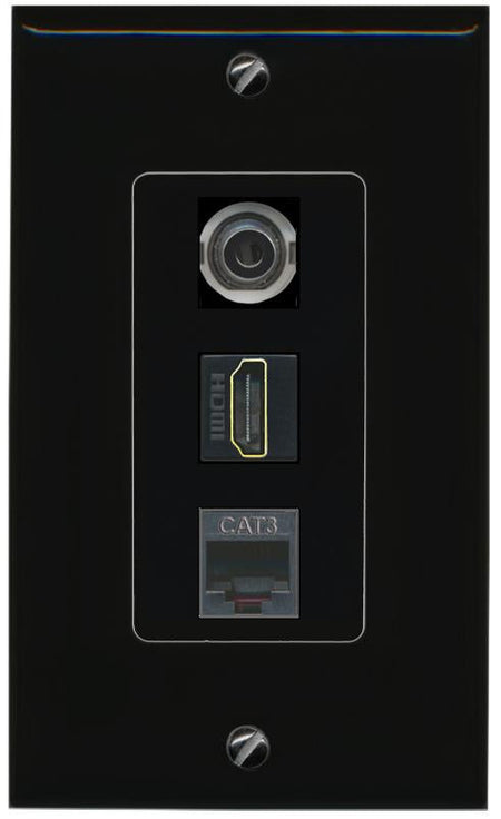 3.5mm HDMI PHONE Wall Plate [Black]