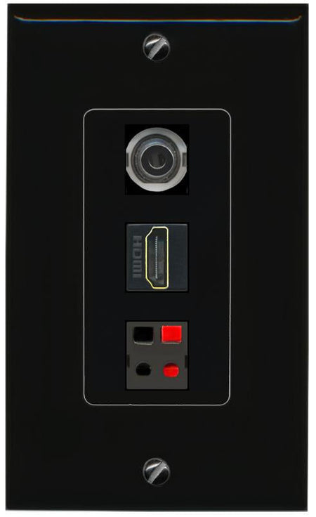 3.5mm HDMI SPEAKER Wall Plate [Black]