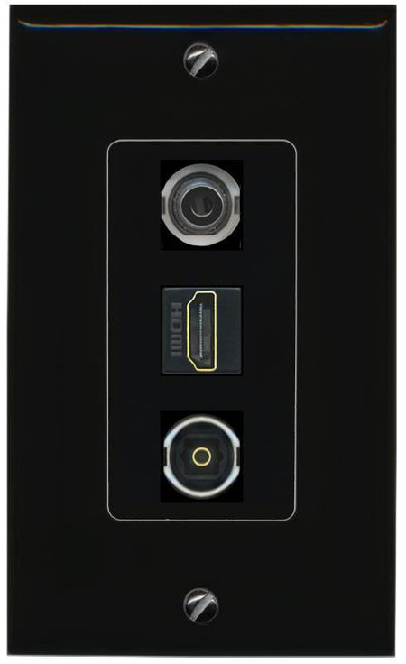 3.5mm HDMI TOSLINK Wall Plate [Black]