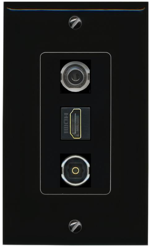 3.5mm HDMI TOSLINK Wall Plate [Black]