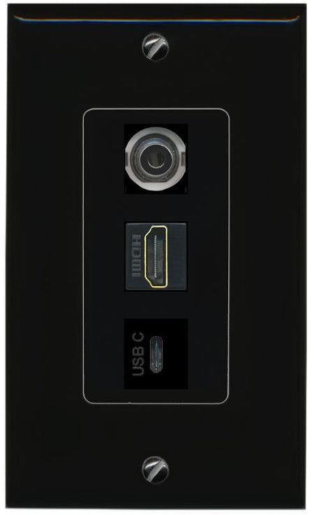 3.5mm HDMI USBC Wall Plate [Black]