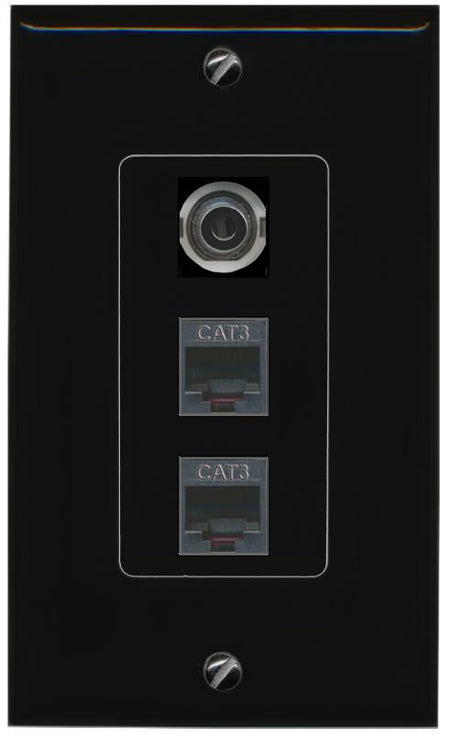 3.5mm 2 PHONE Wall Plate [Black]