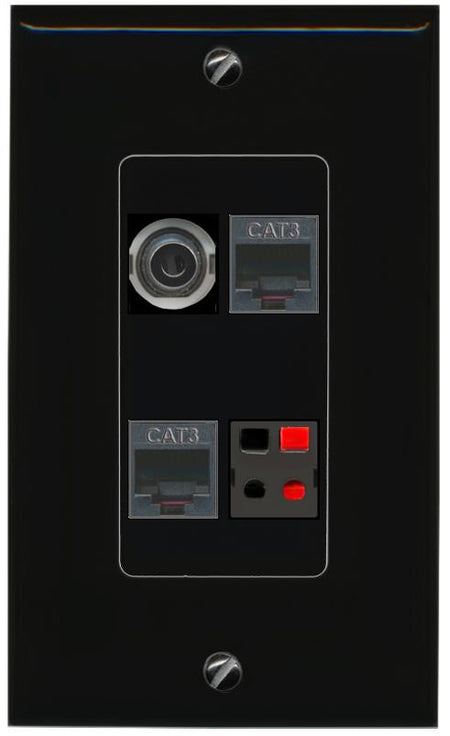 RiteAV 3.5mm 2 PHONE SPEAKER Wall Plate Decorative [Black]