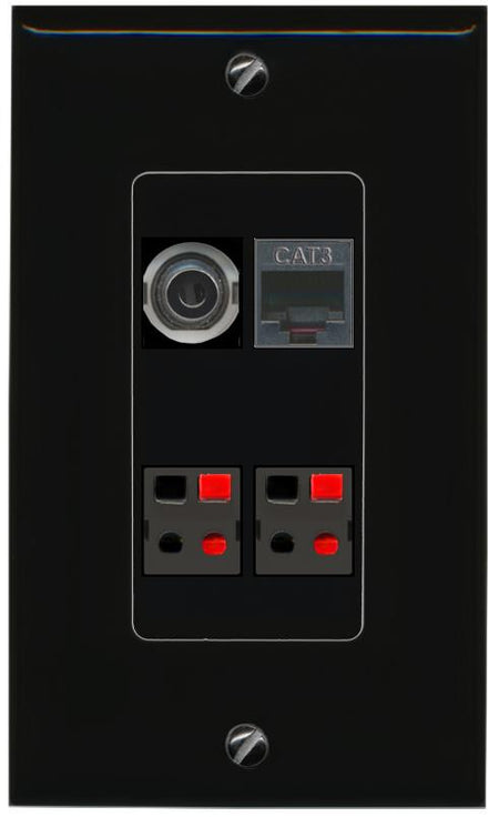 RiteAV 3.5mm PHONE 2 SPEAKER Wall Plate Decorative [Black]