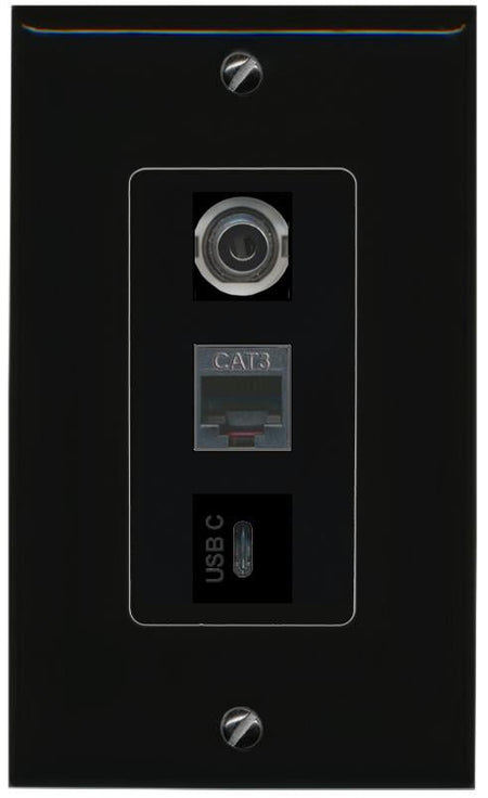 3.5mm PHONE USBC Wall Plate [Black]