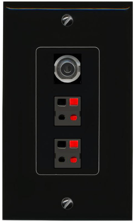 3.5mm 2 SPEAKER Wall Plate [Black]