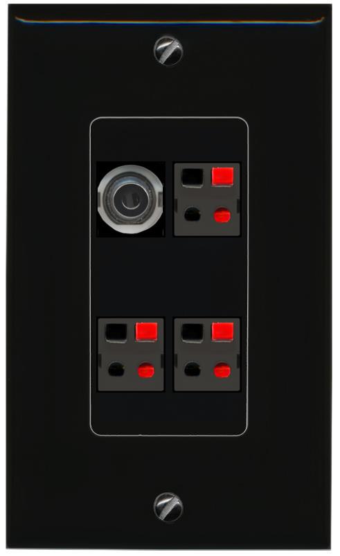 RiteAV 3.5mm 3 SPEAKER Wall Plate Decorative [Black]