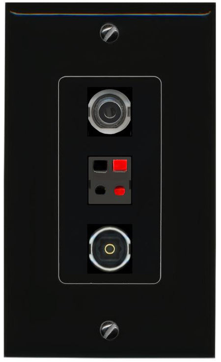3.5mm SPEAKER TOSLINK Wall Plate [Black]