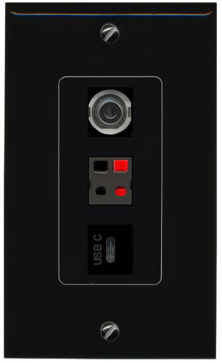 3.5mm SPEAKER USBC Wall Plate [Black]