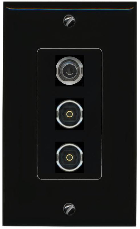3.5mm 2 TOSLINK Wall Plate [Black]