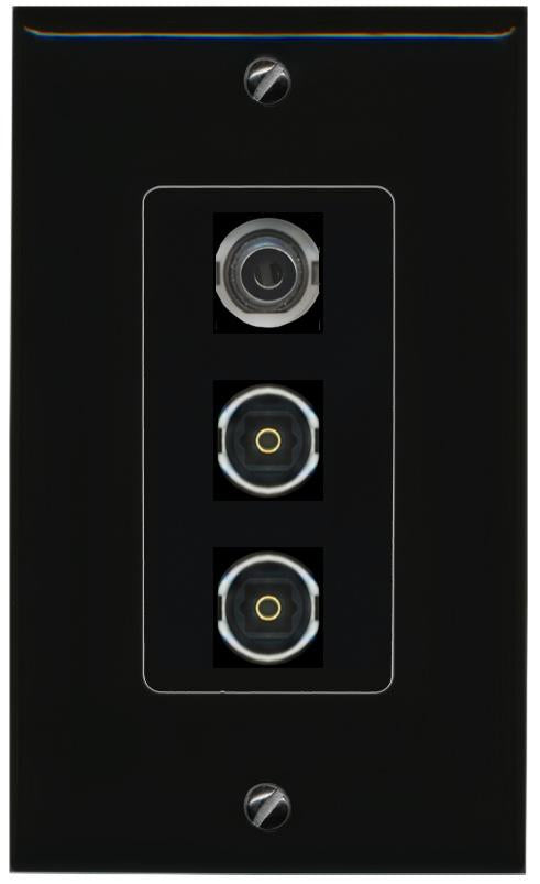 3.5mm 2 TOSLINK Wall Plate [Black]