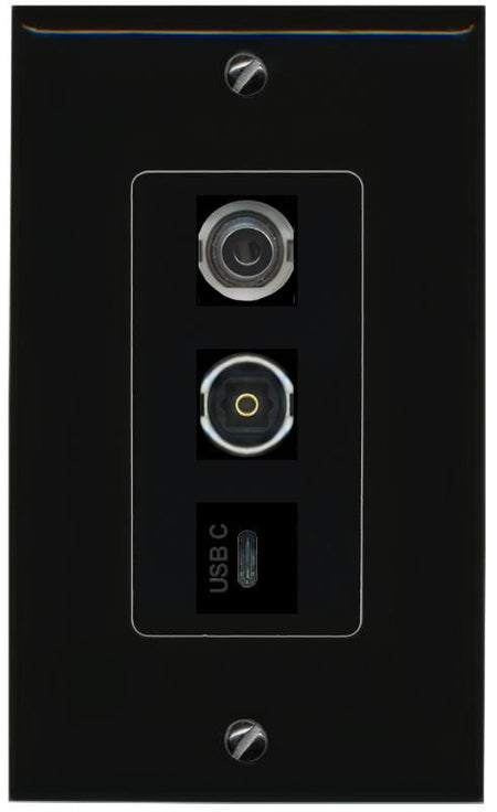 3.5mm TOSLINK USBC Wall Plate [Black]