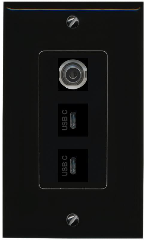 3.5mm 2 USBC Wall Plate [Black]