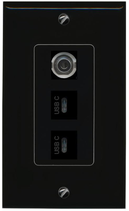 3.5mm 2 USBC Wall Plate [Black]