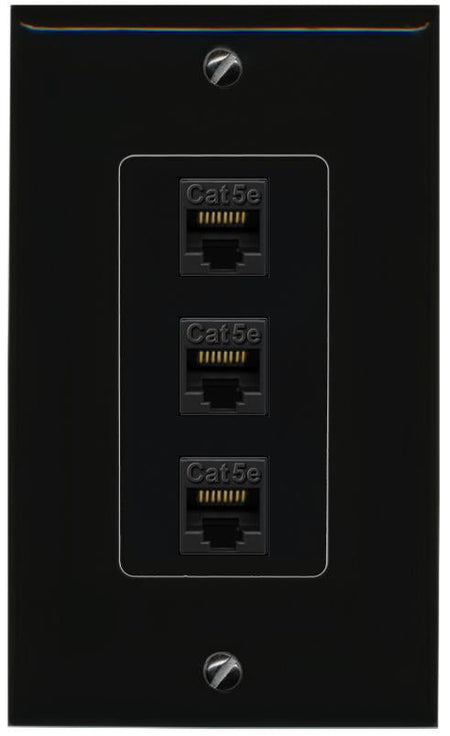 3 CAT5E-WHITE Wall Plate [Black]