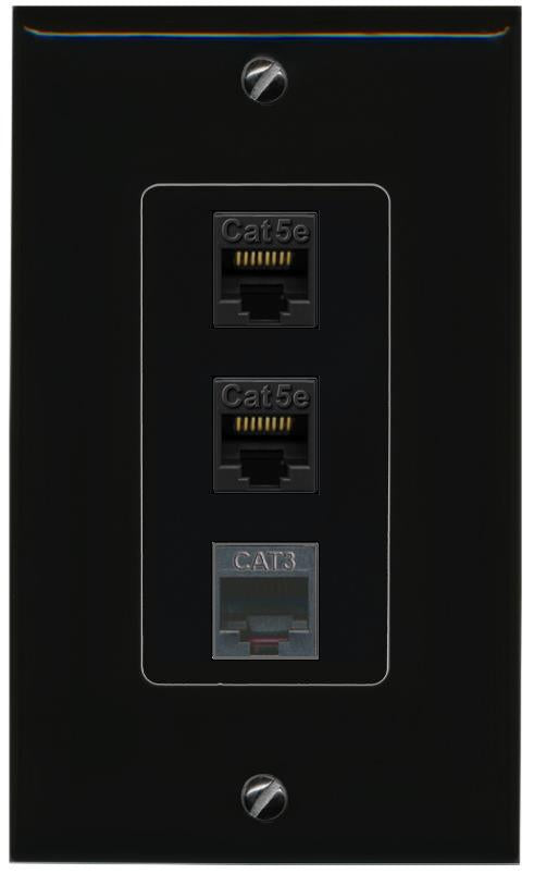 2 CAT5E-WHITE PHONE Wall Plate [Black]