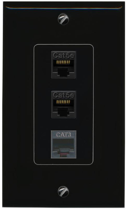 2 CAT5E-WHITE PHONE Wall Plate [Black]