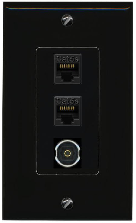 2 CAT5E-WHITE TOSLINK Wall Plate [Black]