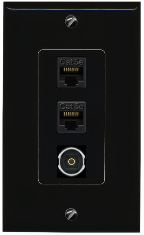 2 CAT5E-WHITE TOSLINK Wall Plate [Black]