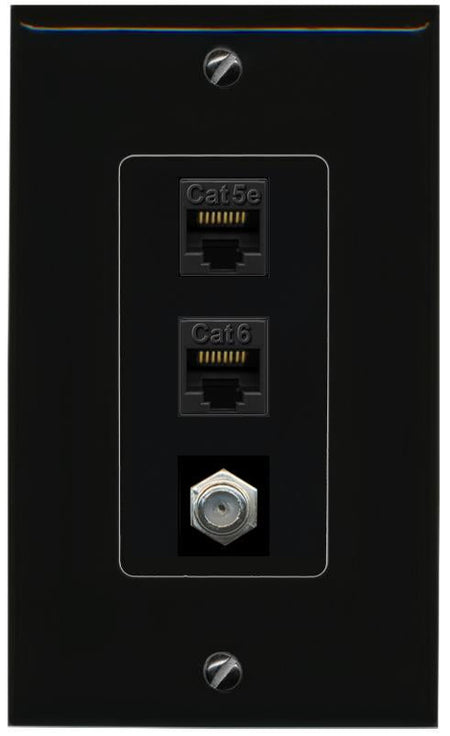 CAT5E-WHITE CAT6 COAX Wall Plate [Black]