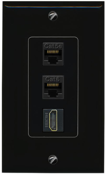 CAT5E-WHITE CAT6 HDMI Wall Plate [Black]