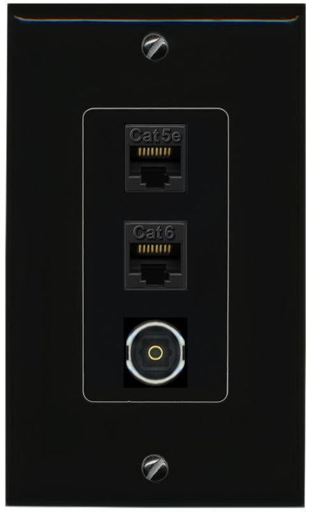 CAT5E-WHITE CAT6 TOSLINK Wall Plate [Black]