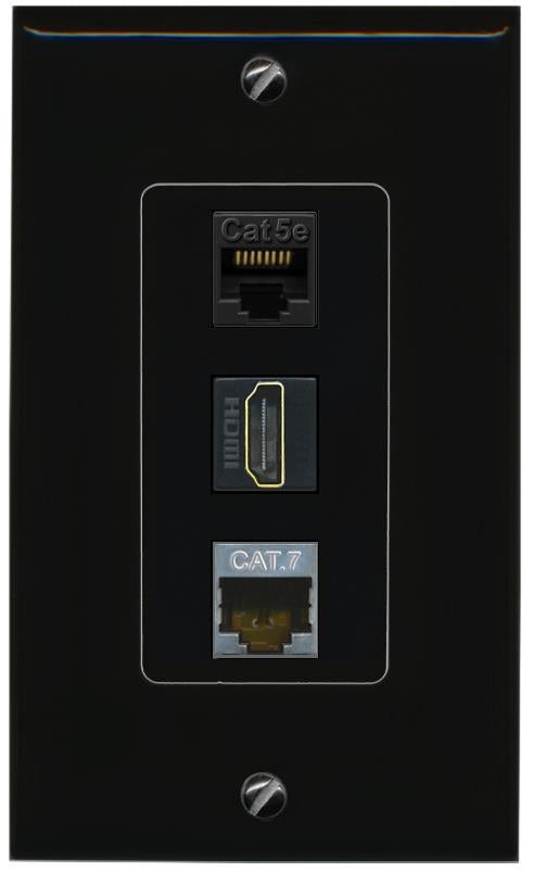 CAT5E-WHITE CAT7 HDMI Wall Plate [Black]