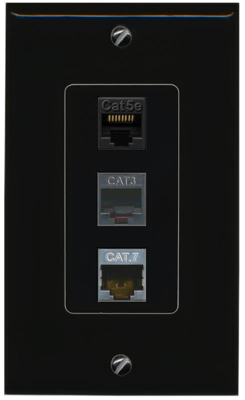 CAT5E-WHITE CAT7 PHONE Wall Plate [Black]