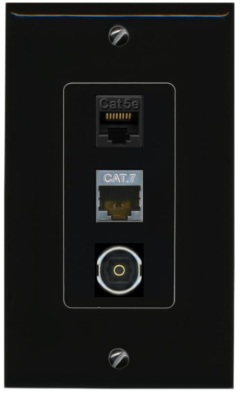CAT5E-WHITE CAT7 TOSLINK Wall Plate [Black]
