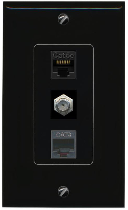 CAT5E-WHITE COAX PHONE Wall Plate [Black]