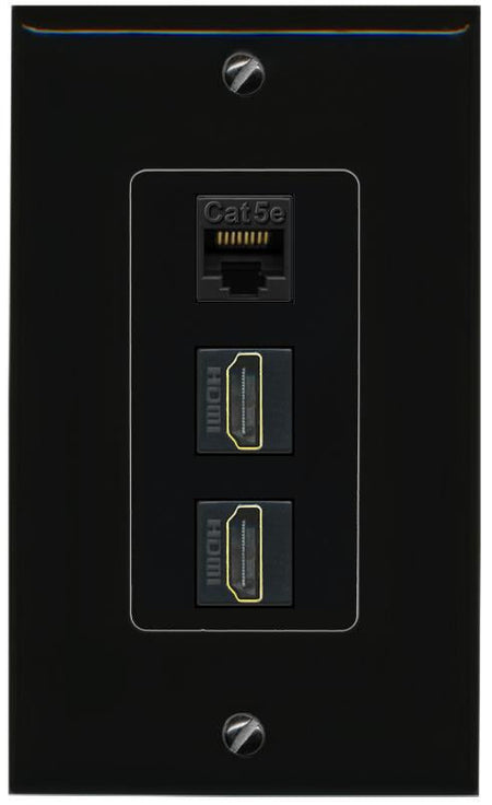 CAT5E-WHITE 2 HDMI Wall Plate [Black]