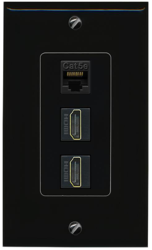 CAT5E-WHITE 2 HDMI Wall Plate [Black]