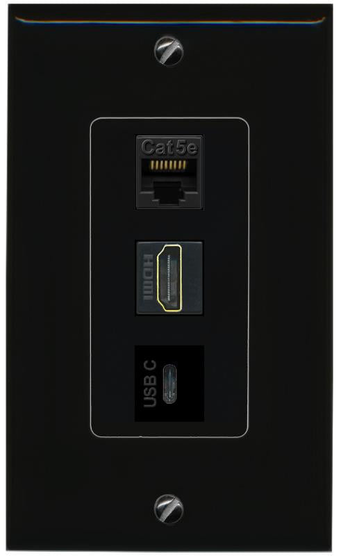 CAT5E-WHITE HDMI USBC Wall Plate [Black]