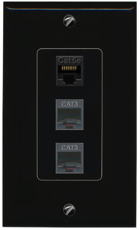 CAT5E-WHITE 2 PHONE Wall Plate [Black]